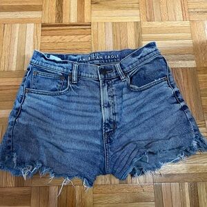 American Eagle Outfitters Blue Jean Shorts High-Waisted Distressed